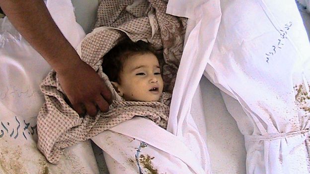 Un enfant tué en Syrie (photo diffusée par un réseau d'opposition)