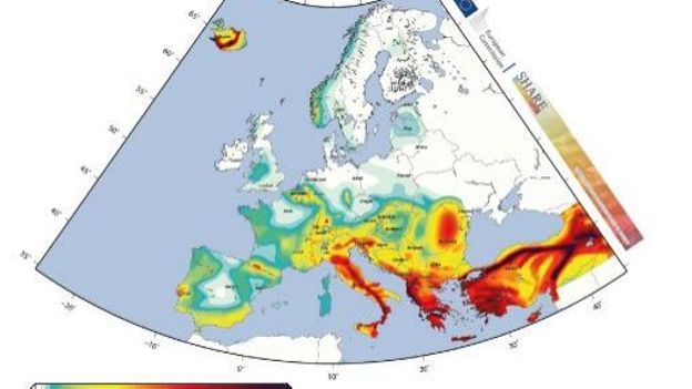 Carte des séismes possibles en Europe