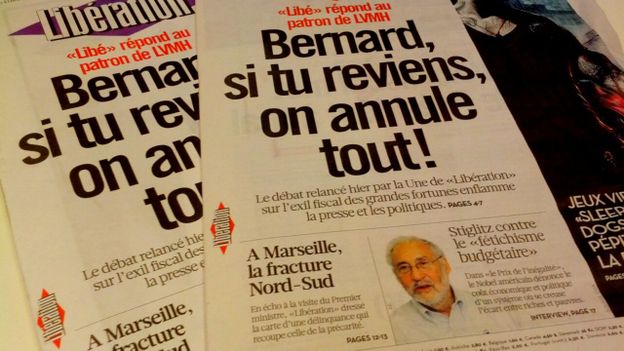Derrière la première une aux couleurs d'Yves Saint-Laurent, la une standard de Libération.