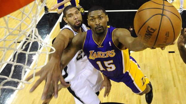 Ron Artest et Tim Duncan