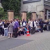 Jeudi dernier, des étudiants français avaient déjà passé la nuit devant l'école Marie Haps, à Bruxelles.