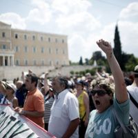 Une manifestation anti-gouvernementale à Athènes le 3 août
