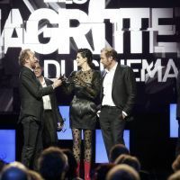Benoit Poelvoorde (L), Helena Noguerra (C) et François Damiens (R) lors de la 1ère édition des 'Magritte du Cinéma' le 5 février 2011