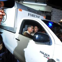 Une ambulance transporte un corps au Honduras