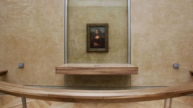 La Joconde telle qu'elle est présentée au Louvre